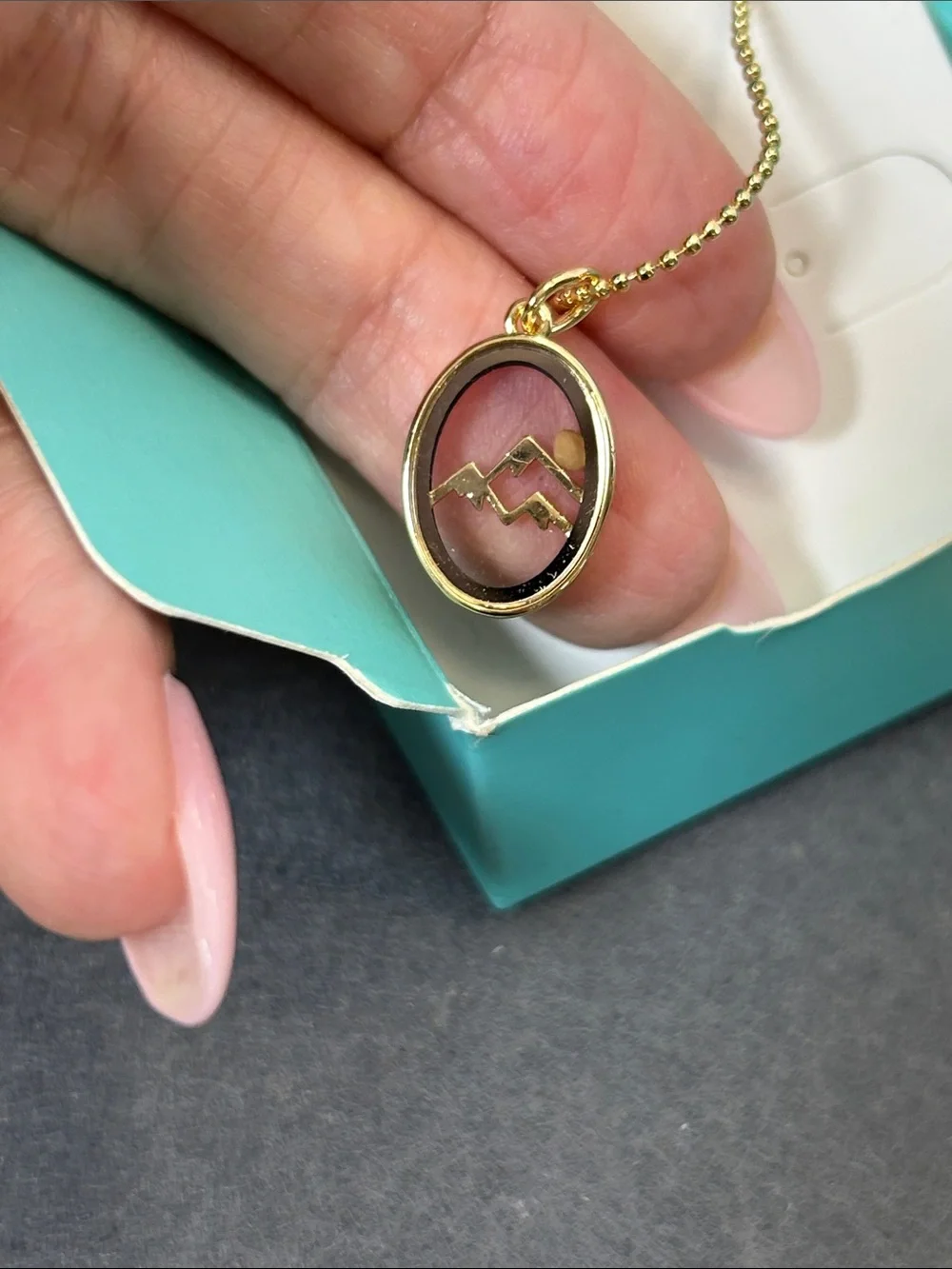 Gold-Tone Oval Pendant Necklace with Heart Accent - Women Jewelry